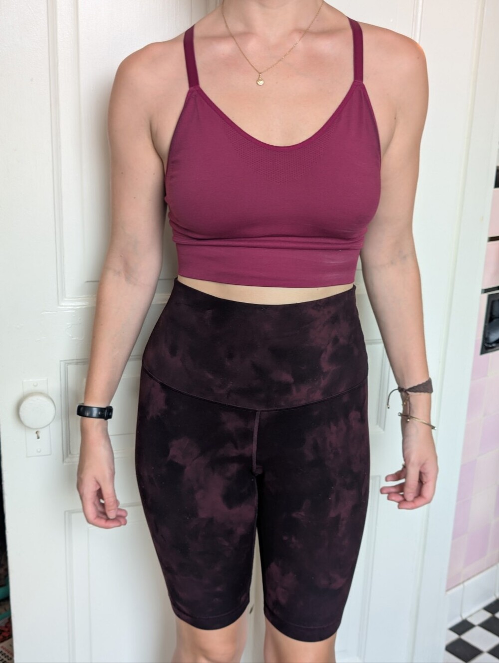 Lululemon Dark Purple Tie Dye Leggings & Adidas Sports Bra Set